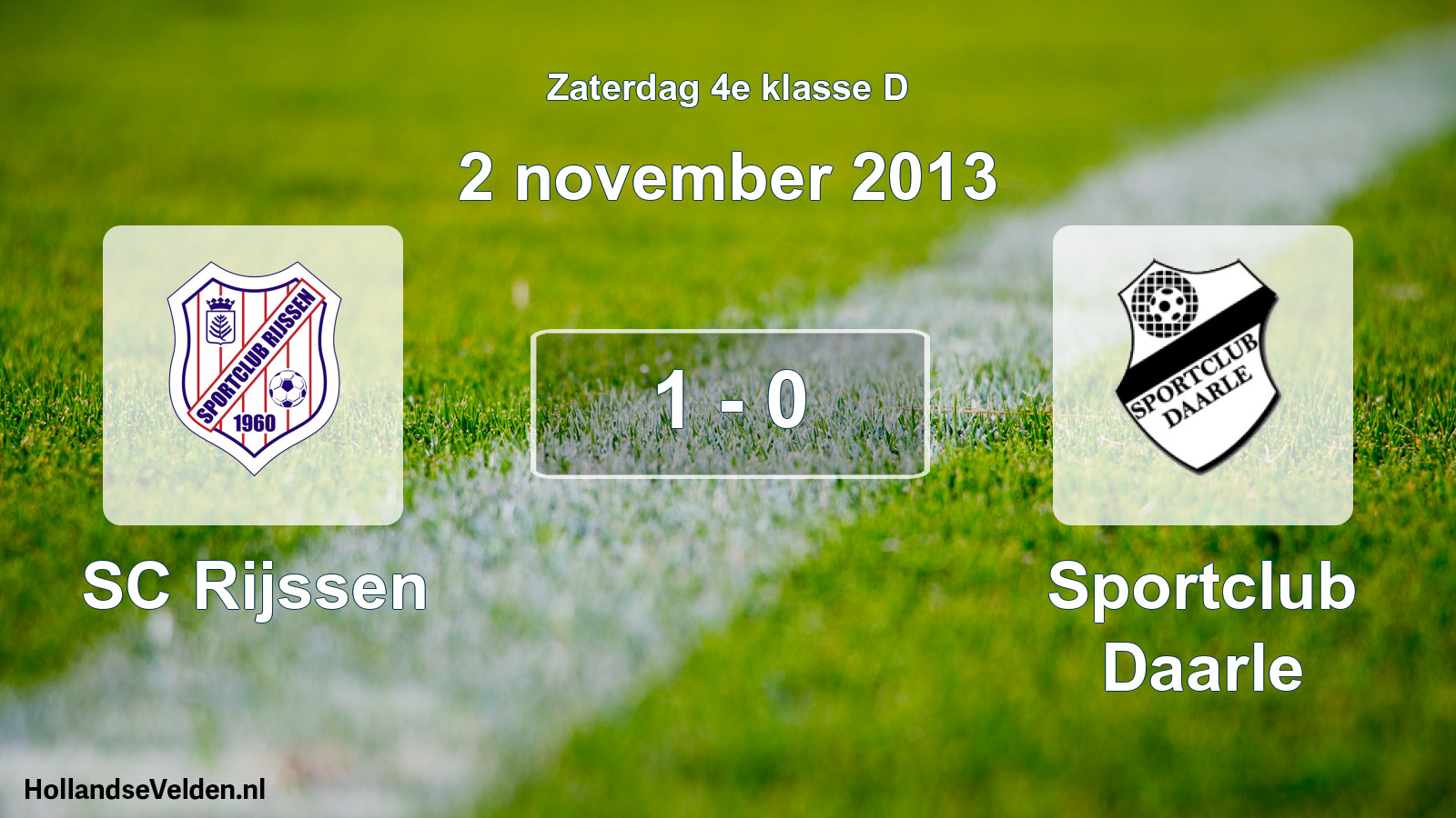 Total number of matches played: SC Rijssen - Sportclub Daarle 1 - 0 (2 November 2013)