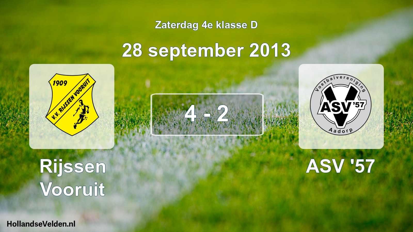 Total number of matches played: Rijssen Vooruit - ASV '57 4 - 2 (28 September 2013)