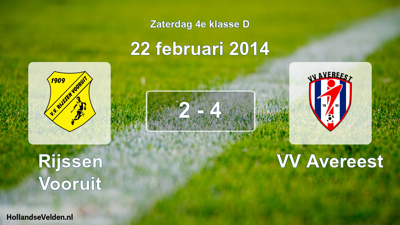 Total number of matches played: Rijssen Vooruit - VV Avereest 2 - 4 (22 February 2014)