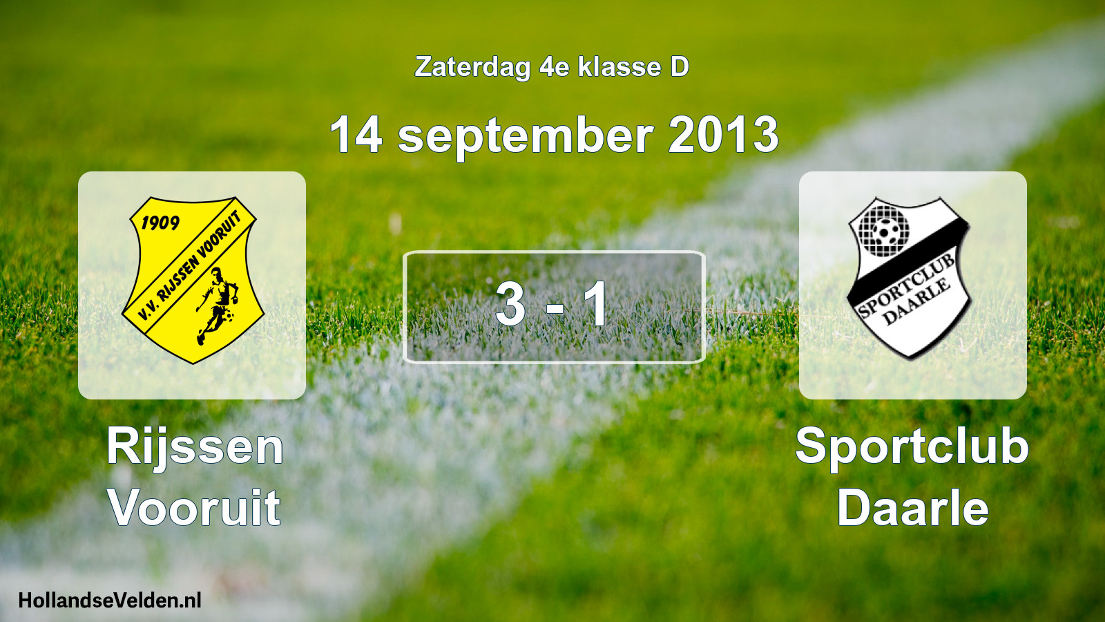 Total number of matches played: Rijssen Vooruit - Sportclub Daarle 3 - 1 (14 September 2013)