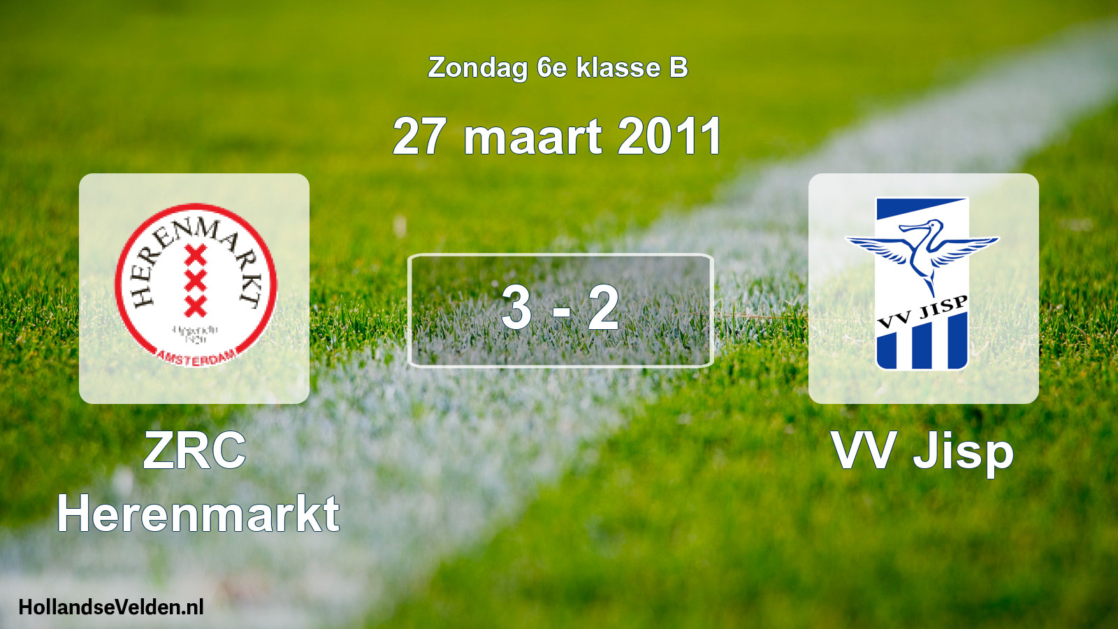Total number of matches played: ZRC Herenmarkt - VV Jisp 3 - 2 (27 March 2011)