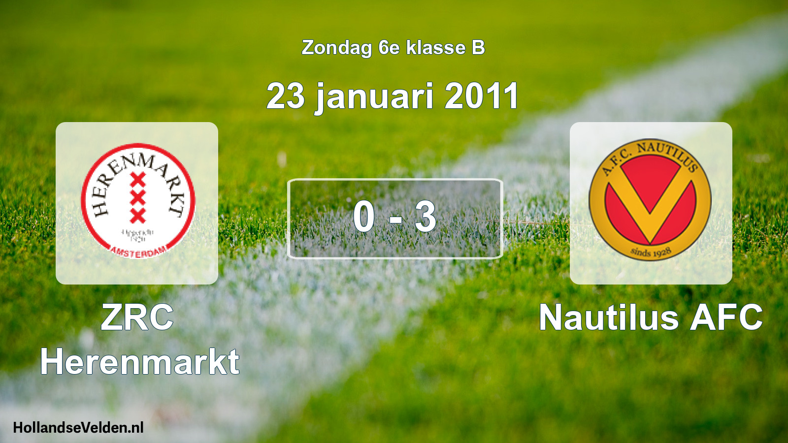 Total number of matches played: ZRC Herenmarkt - Nautilus AFC 0 - 3 (23 January 2011)