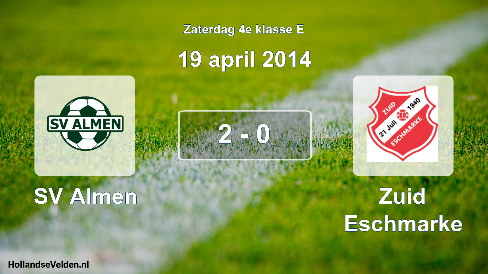 Total number of matches played: SV Almen - Zuid Eschmarke 2 - 0 (19 April 2014)