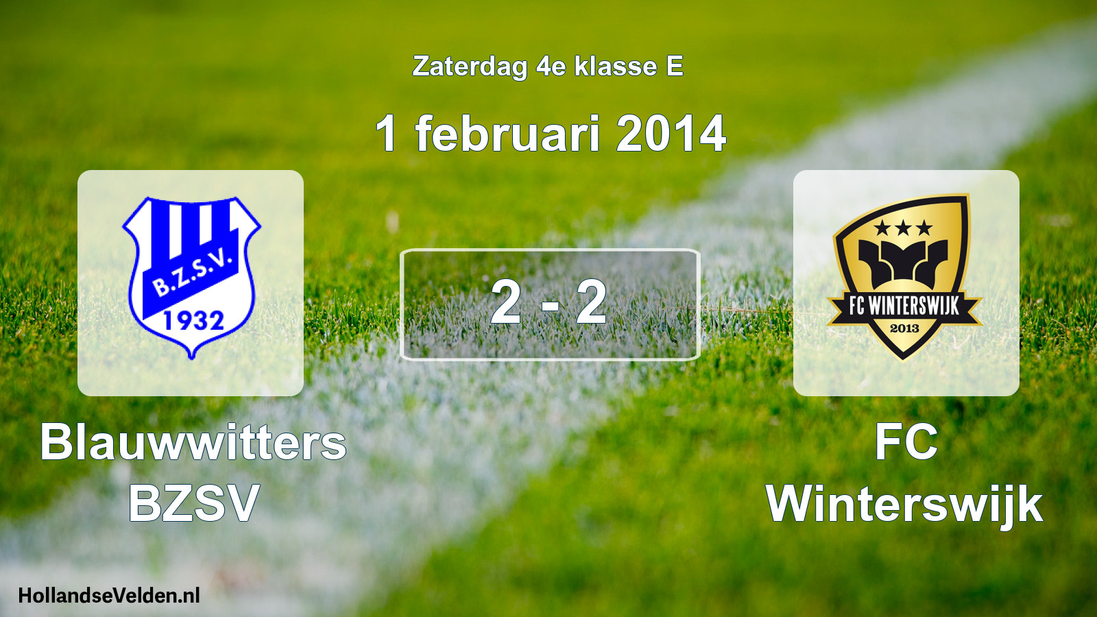 Total number of matches played: Blauwwitters BZSV - FC Winterswijk 2 - 2 (1 February 2014)