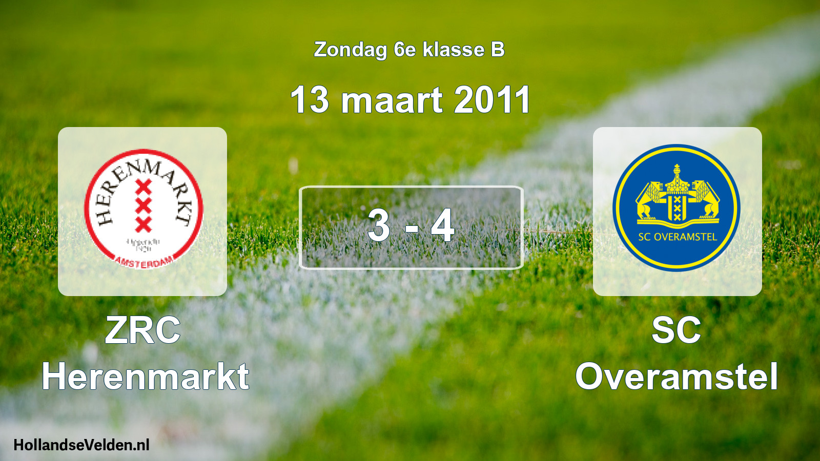Total number of matches played: ZRC Herenmarkt - SC Overamstel 3 - 4 (13 March 2011)