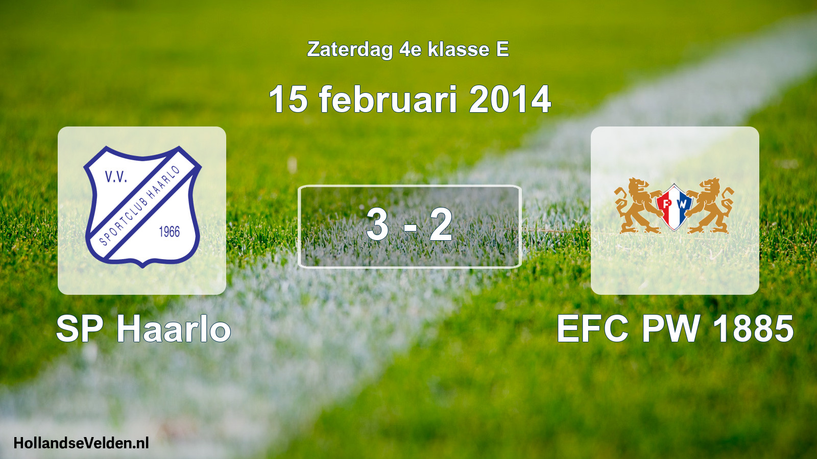 Total number of matches played: SP Haarlo - PW 1885 3 - 2 (15 February 2014)