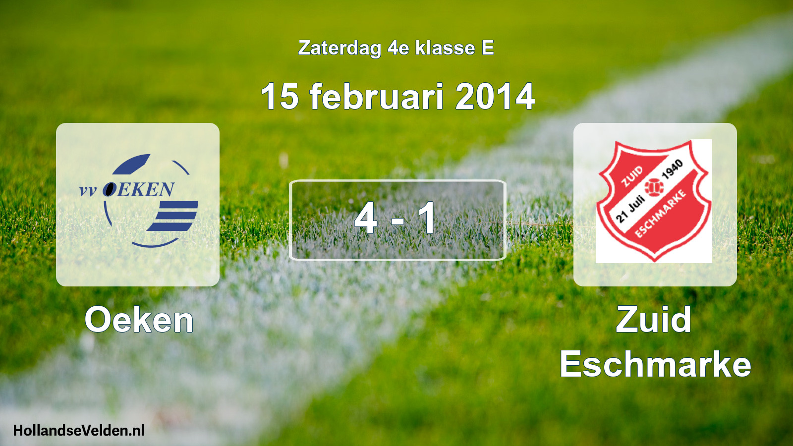 Total number of matches played: Oeken - Zuid Eschmarke 4 - 1 (15 February 2014)