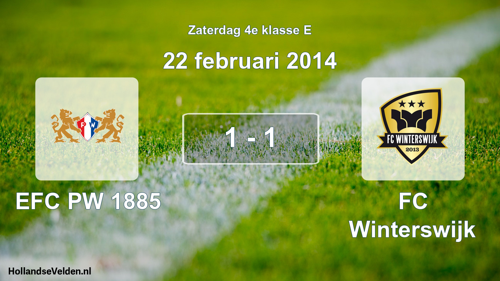Total number of matches played: PW 1885 - FC Winterswijk 1 - 1 (22 February 2014)