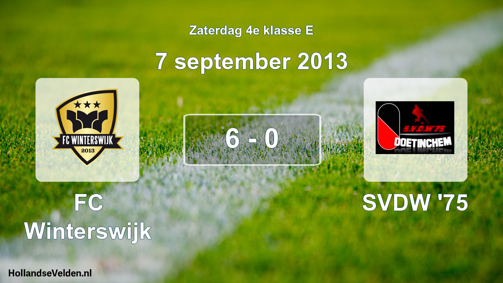 Total number of matches played: FC Winterswijk - SVDW '75 6 - 0 (7 September 2013)
