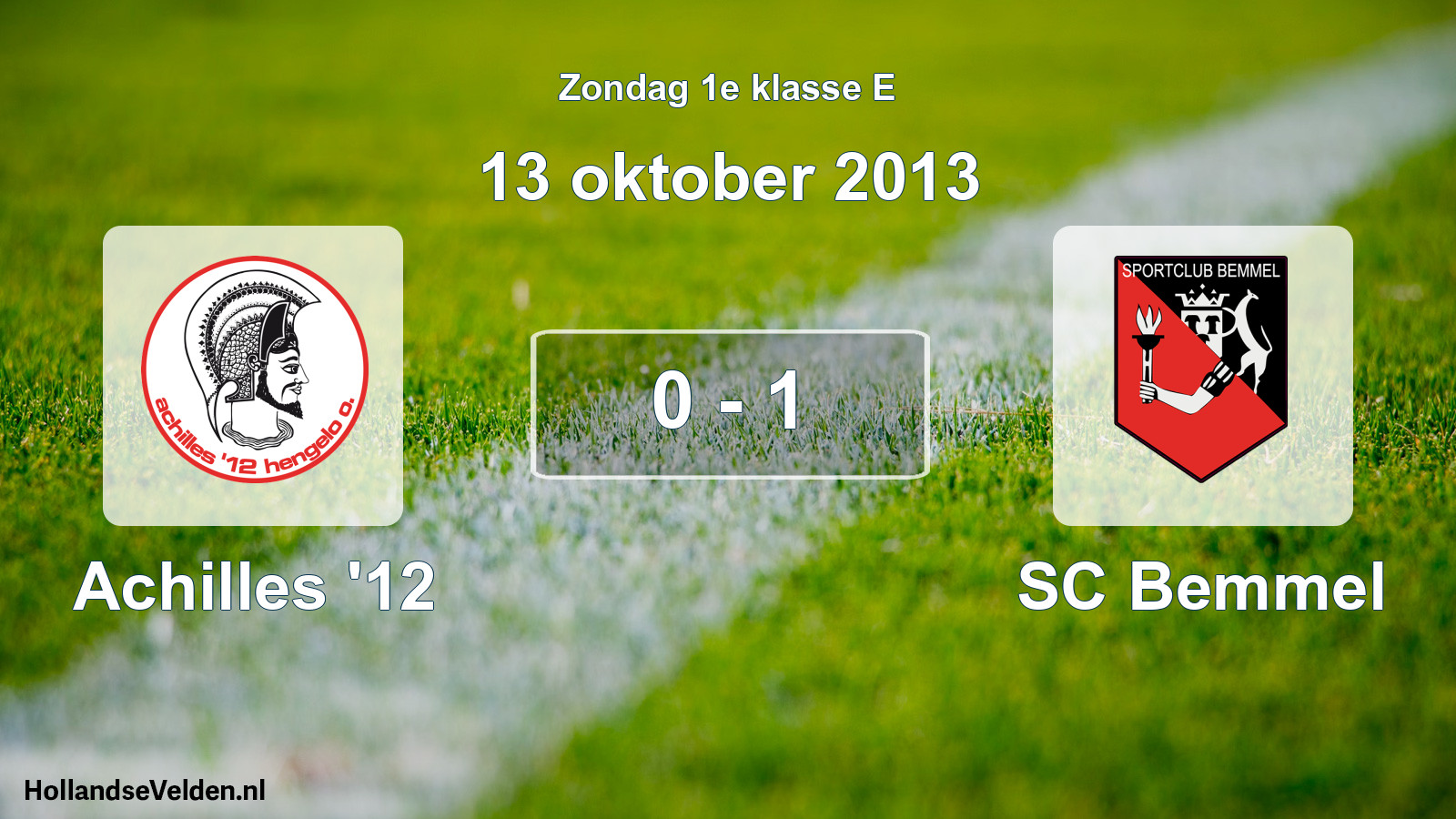 Total number of matches played: Achilles '12 - SC Bemmel 0 - 1 (13 October 2013)