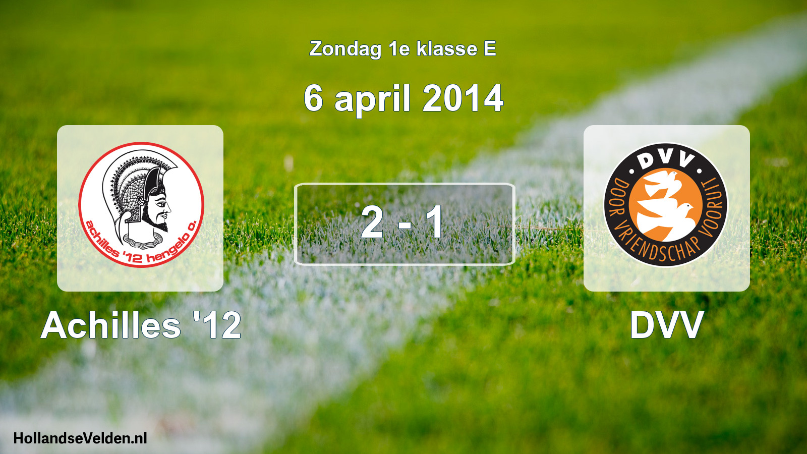 Total number of matches played: Achilles '12 - DVV 2 - 1 (6 April 2014)