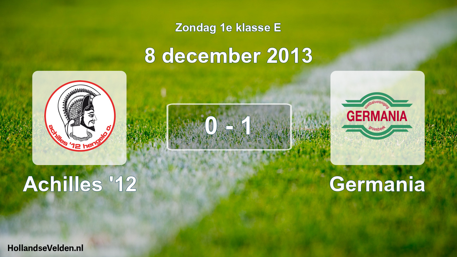 Total number of matches played: Achilles '12 - Germania 0 - 1 (8 December 2013)