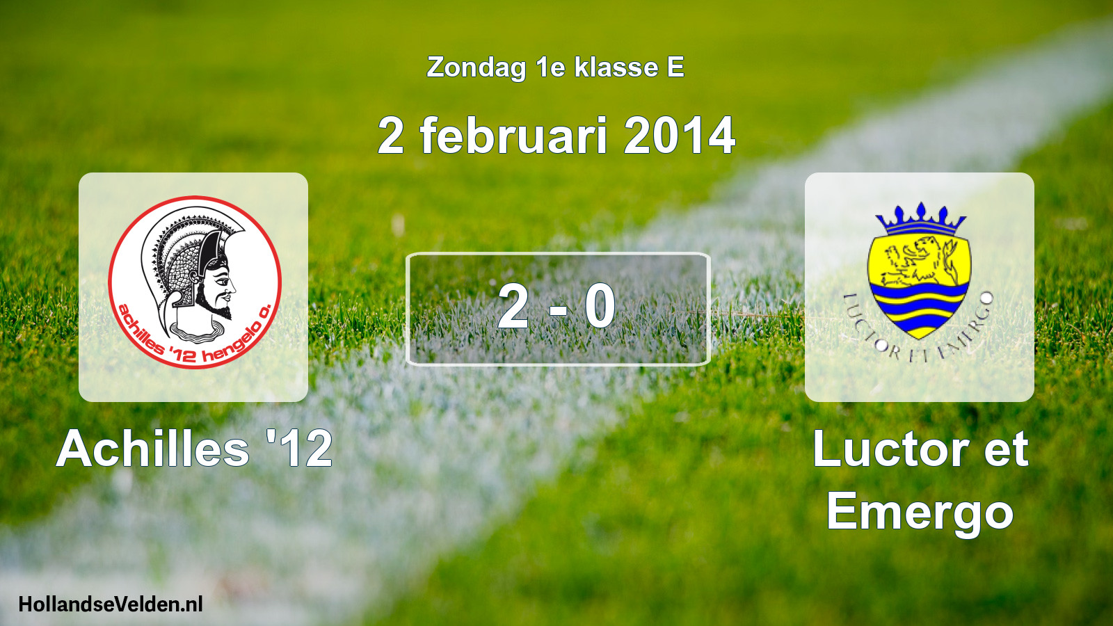 Total number of matches played: Achilles '12 - Luctor et Emergo 2 - 0 (2 February 2014)