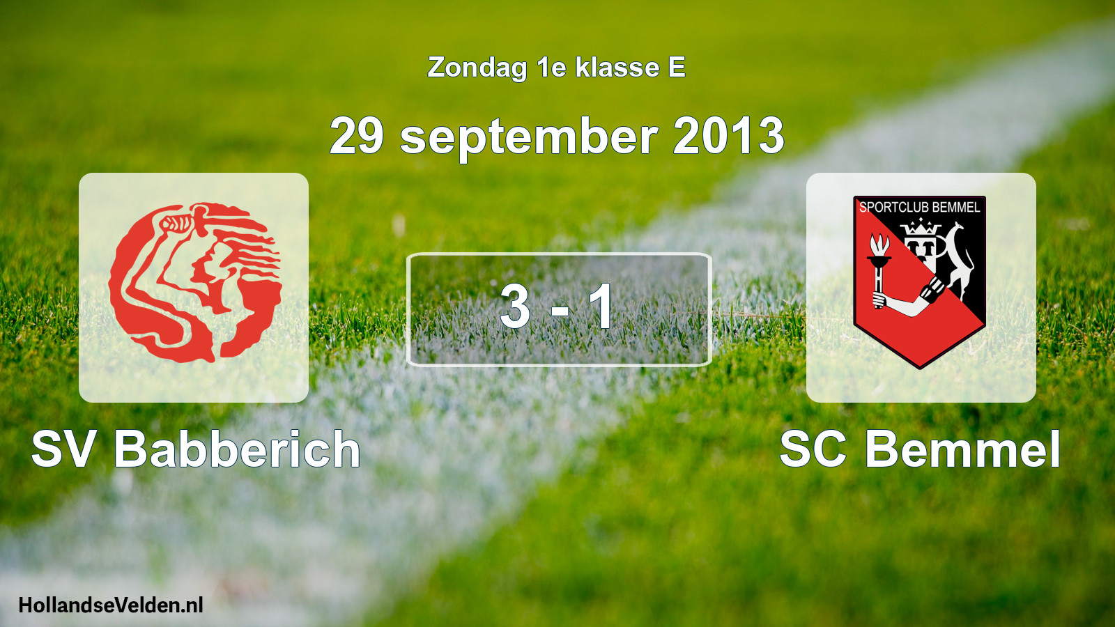 Total number of matches played: SV Babberich - SC Bemmel 3 - 1 (29 September 2013)
