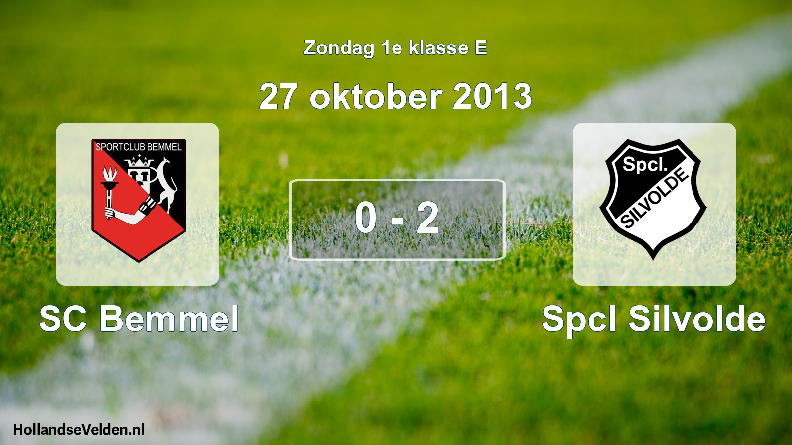 Total number of matches played: SC Bemmel - Spcl Silvolde 0 - 2 (27 October 2013)