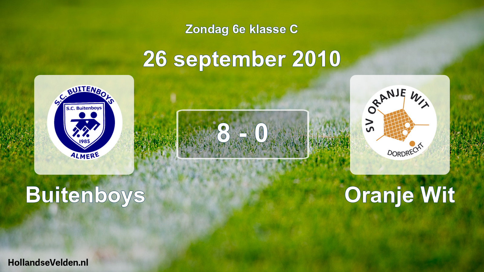 Total number of matches played: Buitenboys - Oranje Wit 8 - 0 (26 September 2010)