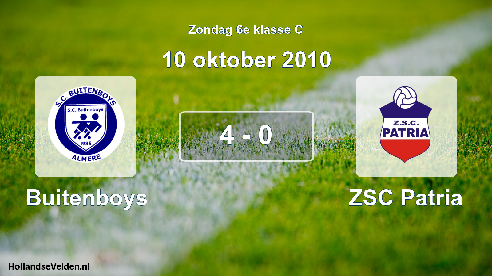 Total number of matches played: Buitenboys - ZSC Patria 4 - 0 (10 October 2010)