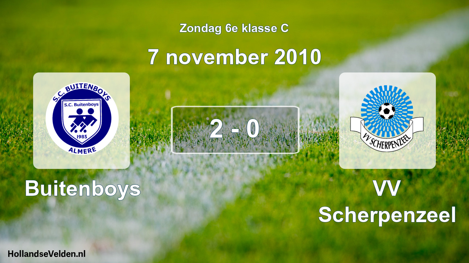 Total number of matches played: Buitenboys - VV Scherpenzeel 2 - 0 (7 November 2010)