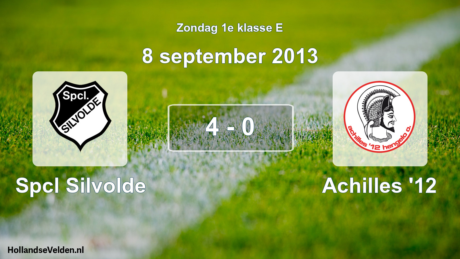 Total number of matches played: Spcl Silvolde - Achilles '12 4 - 0 (8 September 2013)