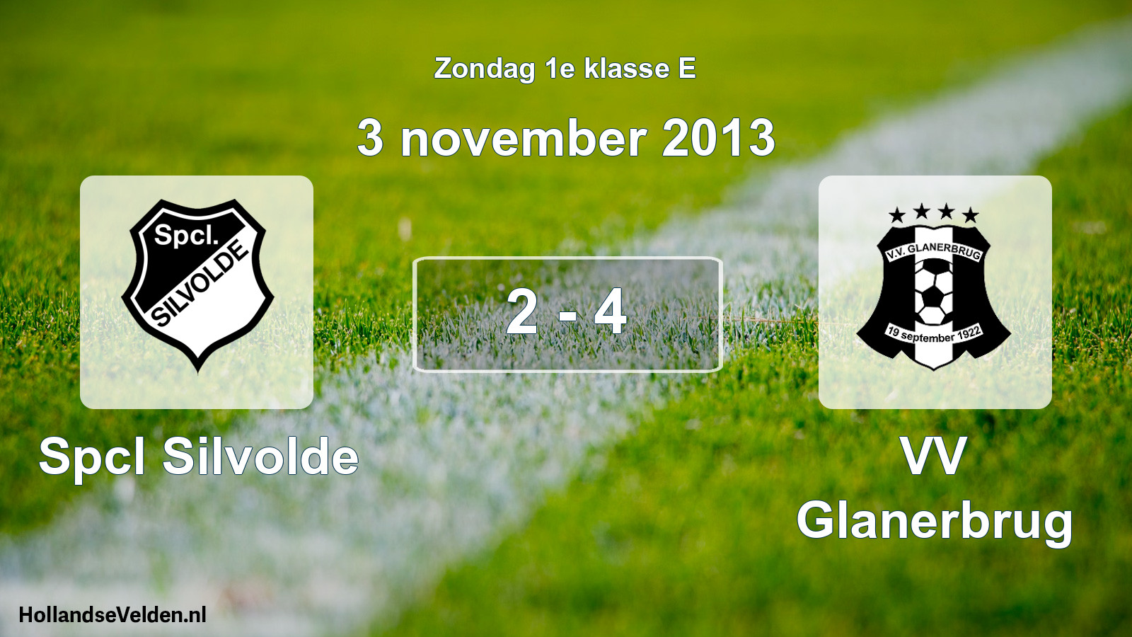 Total number of matches played: Spcl Silvolde - VV Glanerbrug 2 - 4 (3 November 2013)