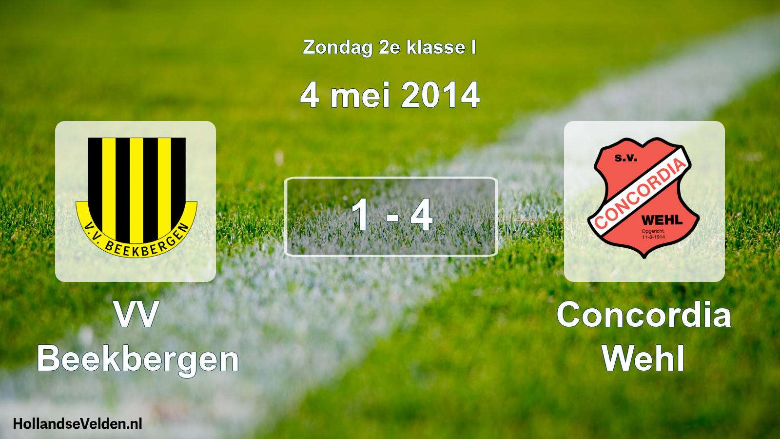 Total number of matches played: VV Beekbergen - Concordia Wehl 1 - 4 (4 May 2014)