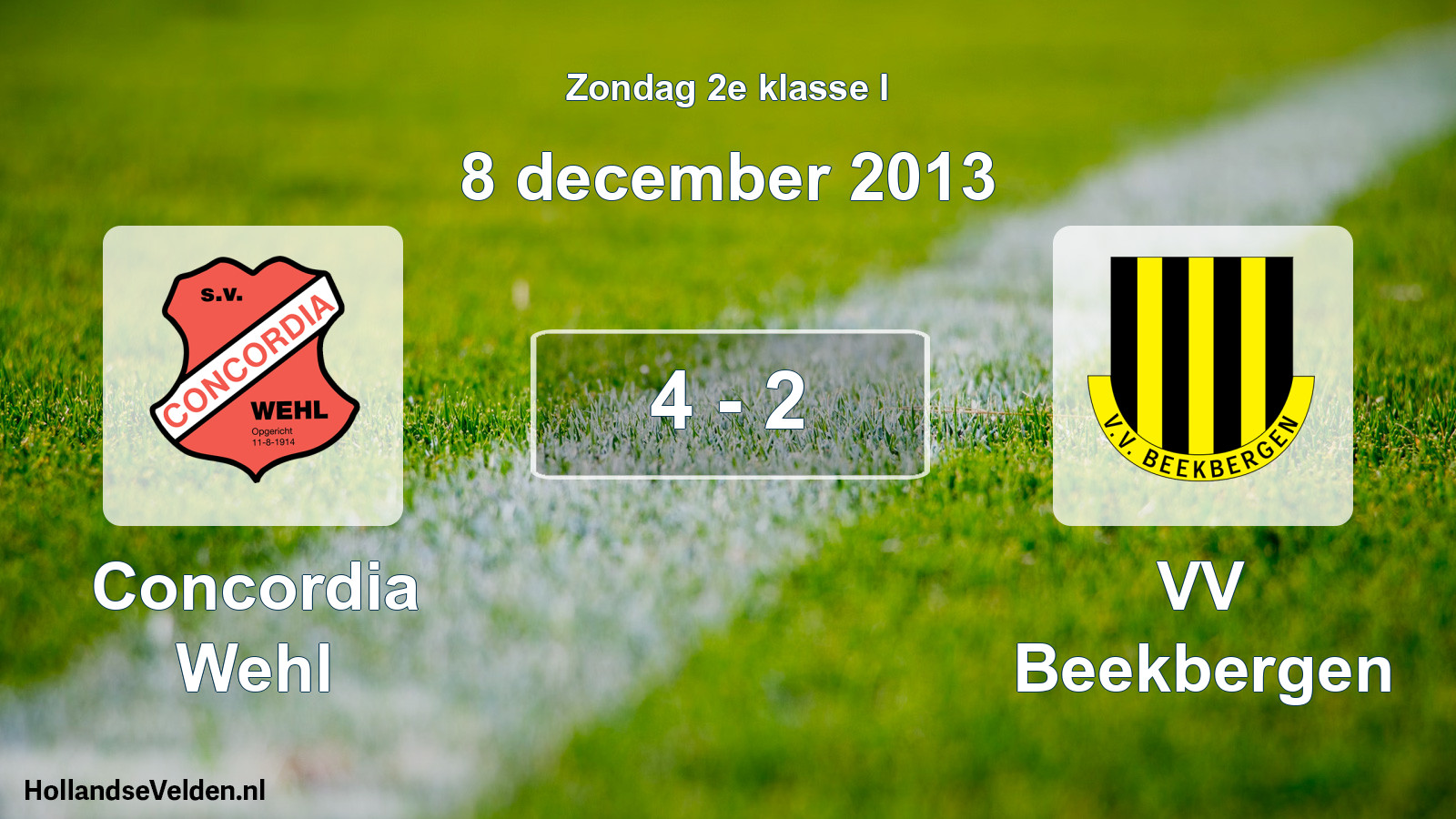 Total number of matches played: Concordia Wehl - VV Beekbergen 4 - 2 (8 December 2013)
