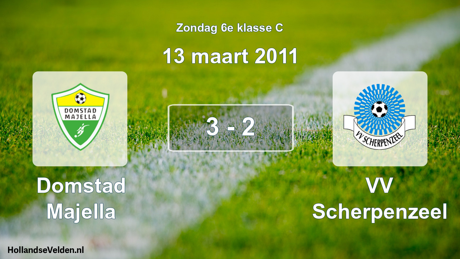 Total number of matches played: Domstad Majella - VV Scherpenzeel 3 - 2 (13 March 2011)