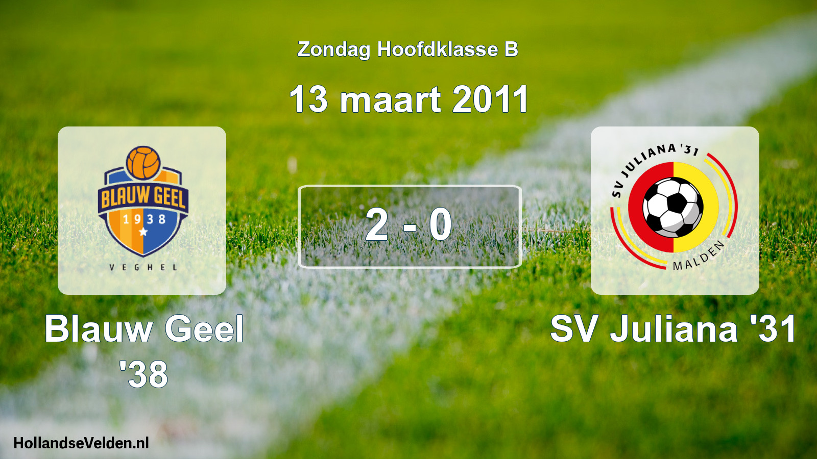 Total number of matches played: Blauw Geel '38 - SV Juliana '31 2 - 0 (13 March 2011)