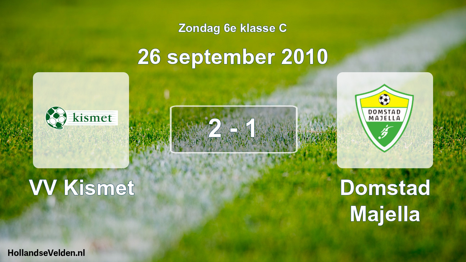 Total number of matches played: VV Kismet - Domstad Majella 2 - 1 (26 September 2010)