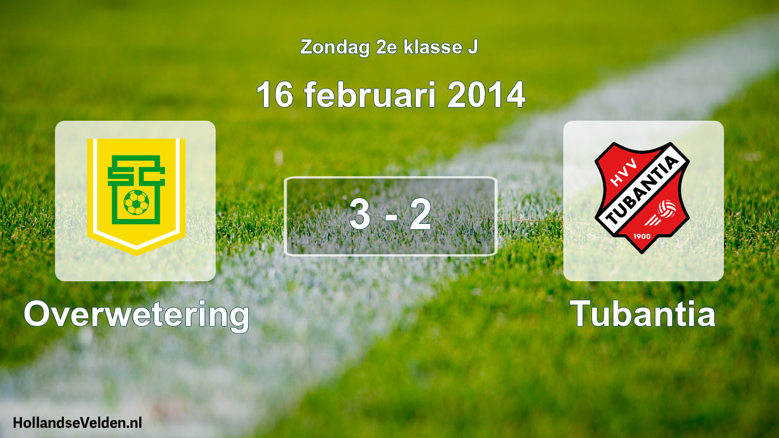 Total number of matches played: Overwetering - Tubantia 3 - 2 (16 February 2014)