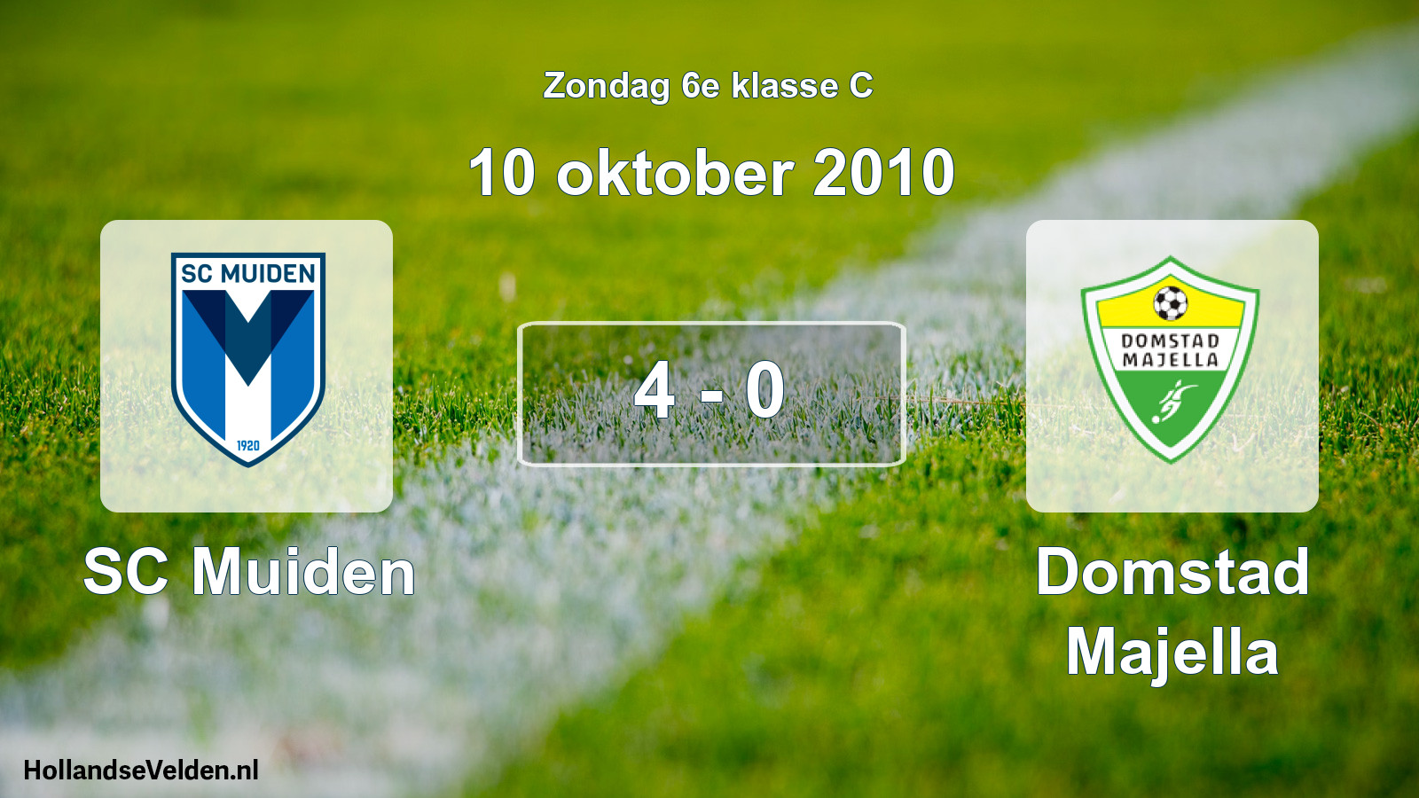 Total number of matches played: SC Muiden - Domstad Majella 4 - 0 (10 October 2010)
