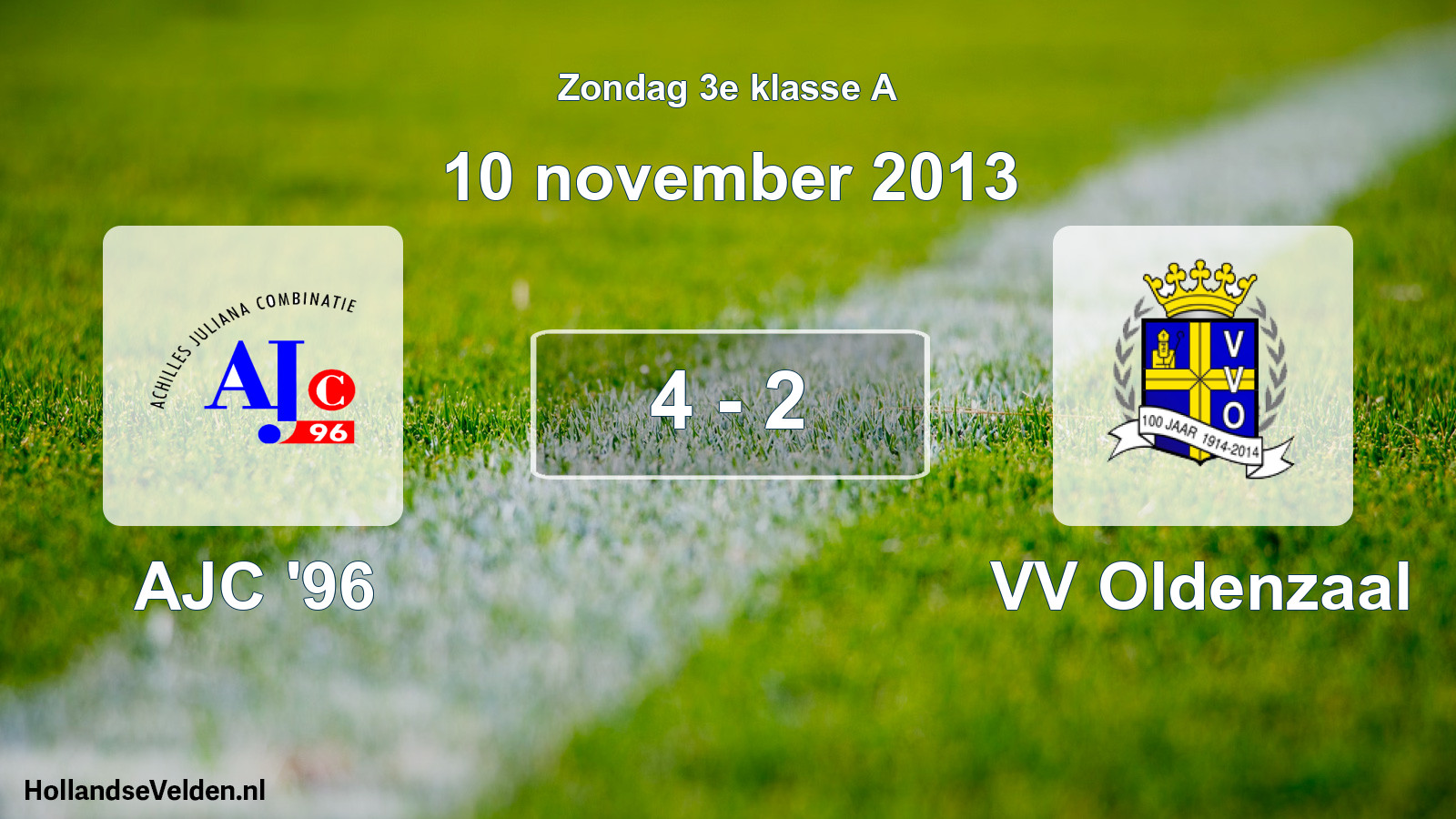 Total number of matches played: AJC '96 - VV Oldenzaal 4 - 2 (10 November 2013)