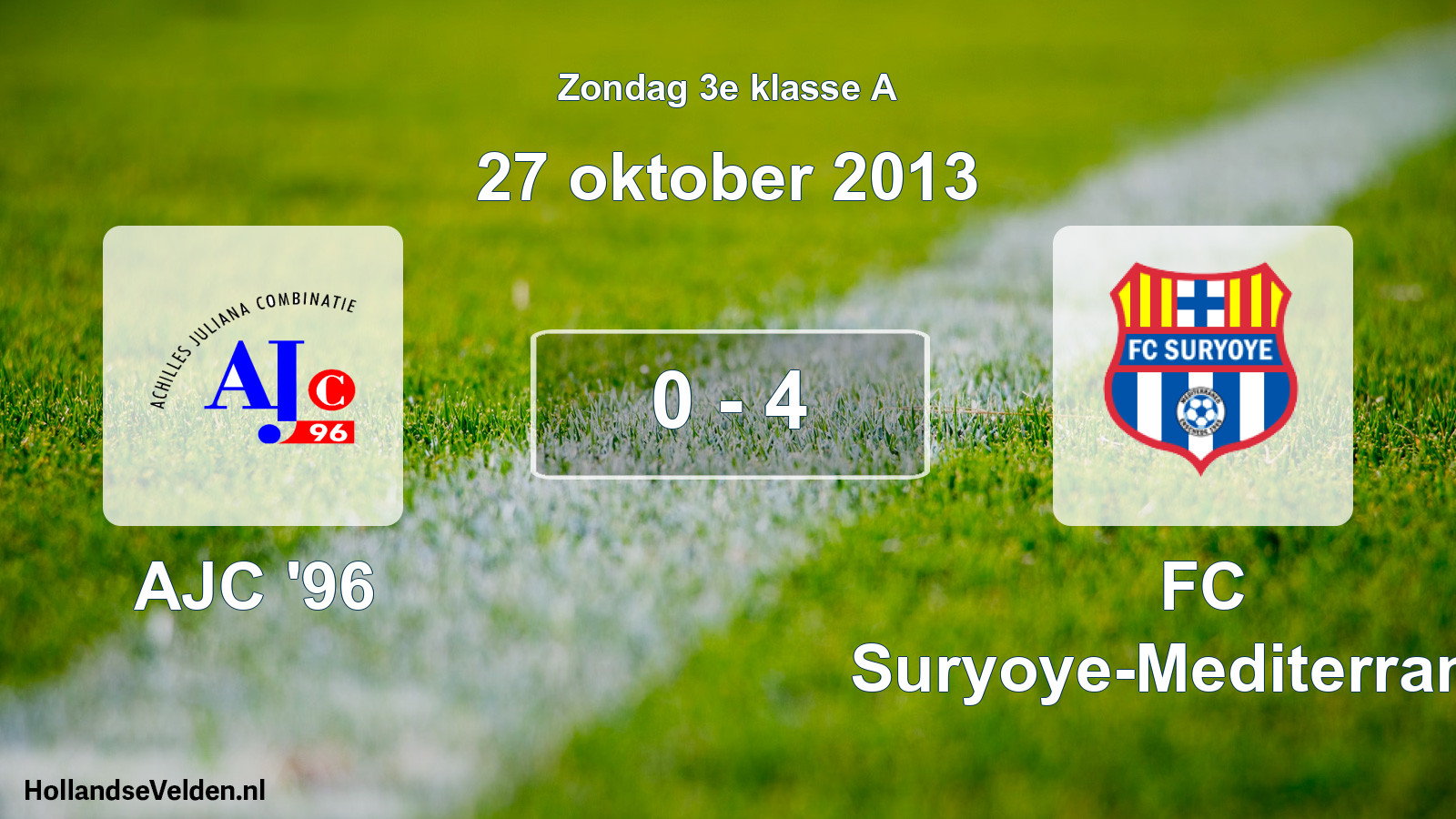 Total number of matches played: AJC '96 - FC Suryoye-Mediterraneo 0 - 4 (27 October 2013)