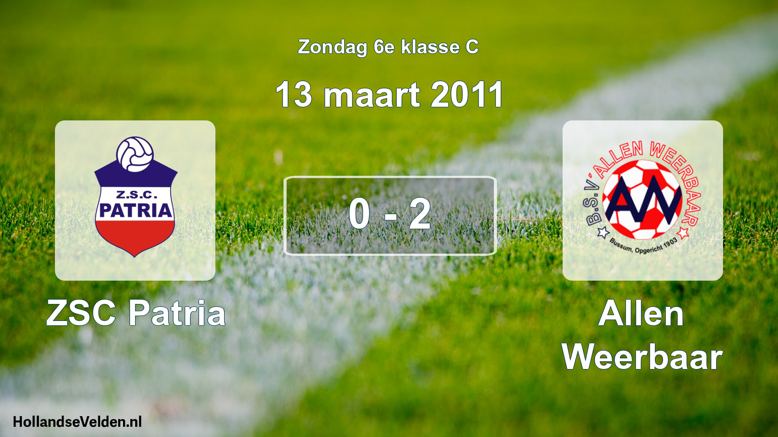 Total number of matches played: ZSC Patria - Allen Weerbaar 0 - 2 (13 March 2011)
