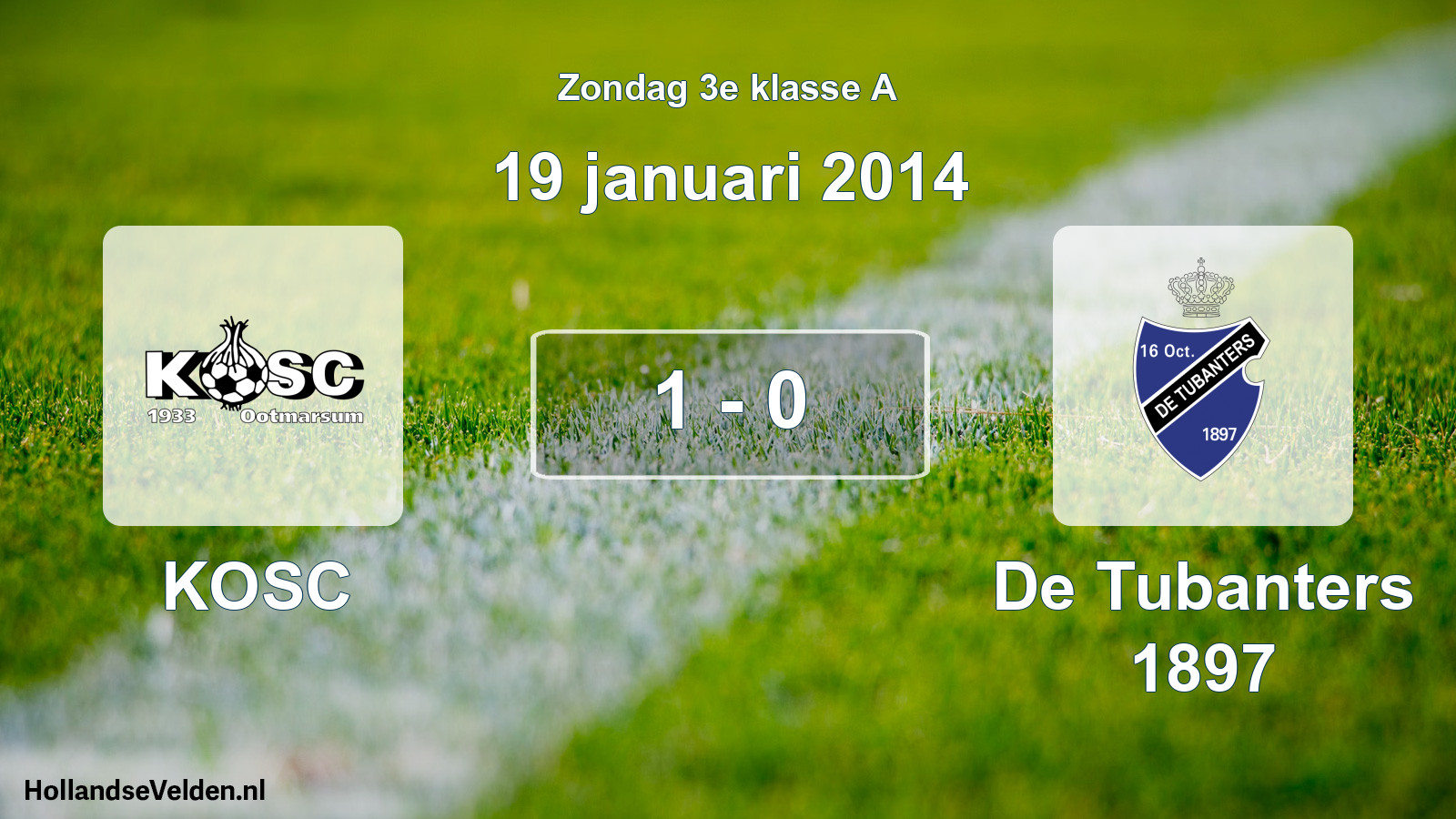 Total number of matches played: KOSC - De Tubanters 1897 1 - 0 (19 January 2014)