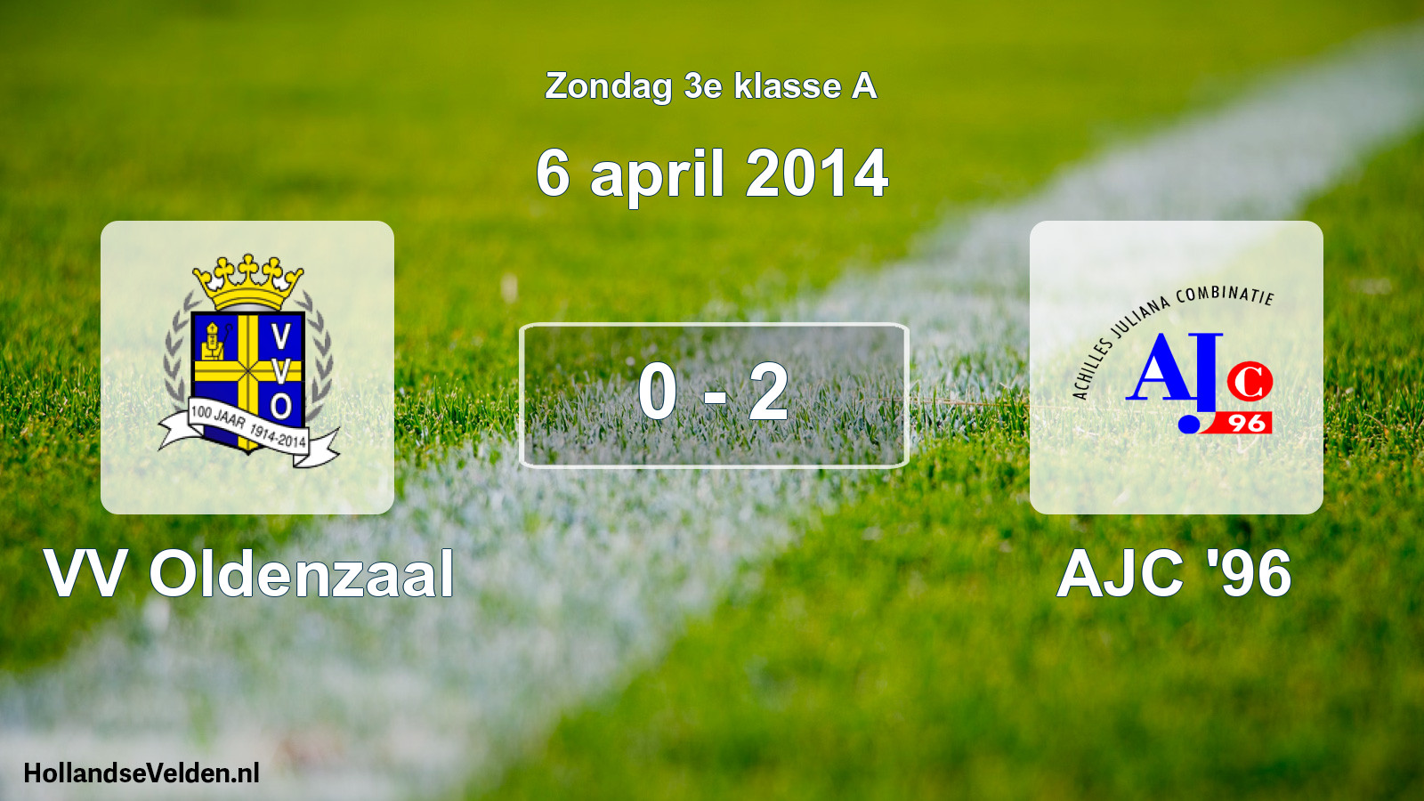 Total number of matches played: VV Oldenzaal - AJC '96 0 - 2 (6 April 2014)