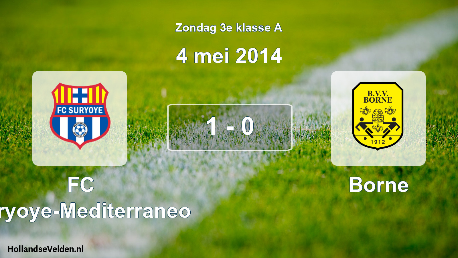 Total number of matches played: FC Suryoye-Mediterraneo - Borne 1 - 0 (4 May 2014)