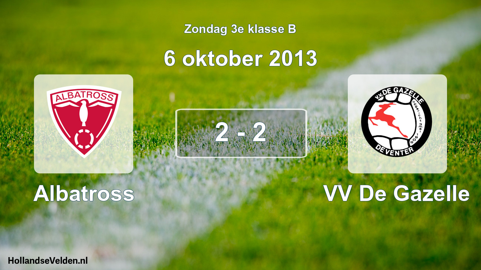 Total number of matches played: Albatross - VV De Gazelle 2 - 2 (6 October 2013)