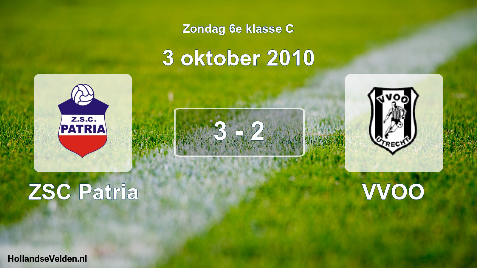 Total number of matches played: ZSC Patria - VVOO 3 - 2 (3 October 2010)