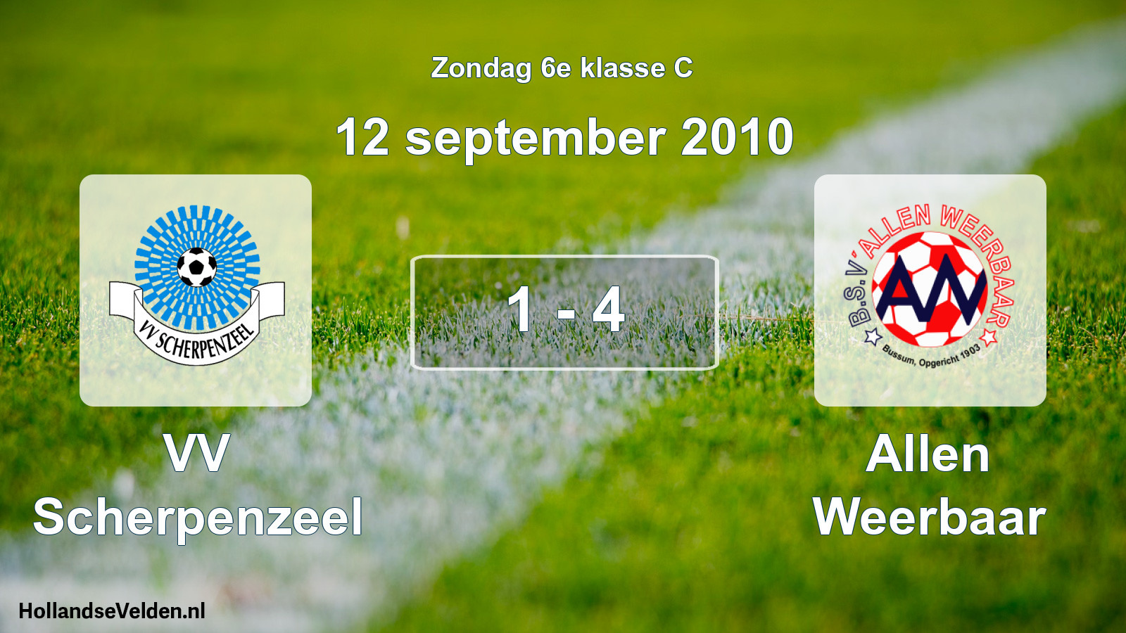 Total number of matches played: VV Scherpenzeel - Allen Weerbaar 1 - 4 (12 September 2010)