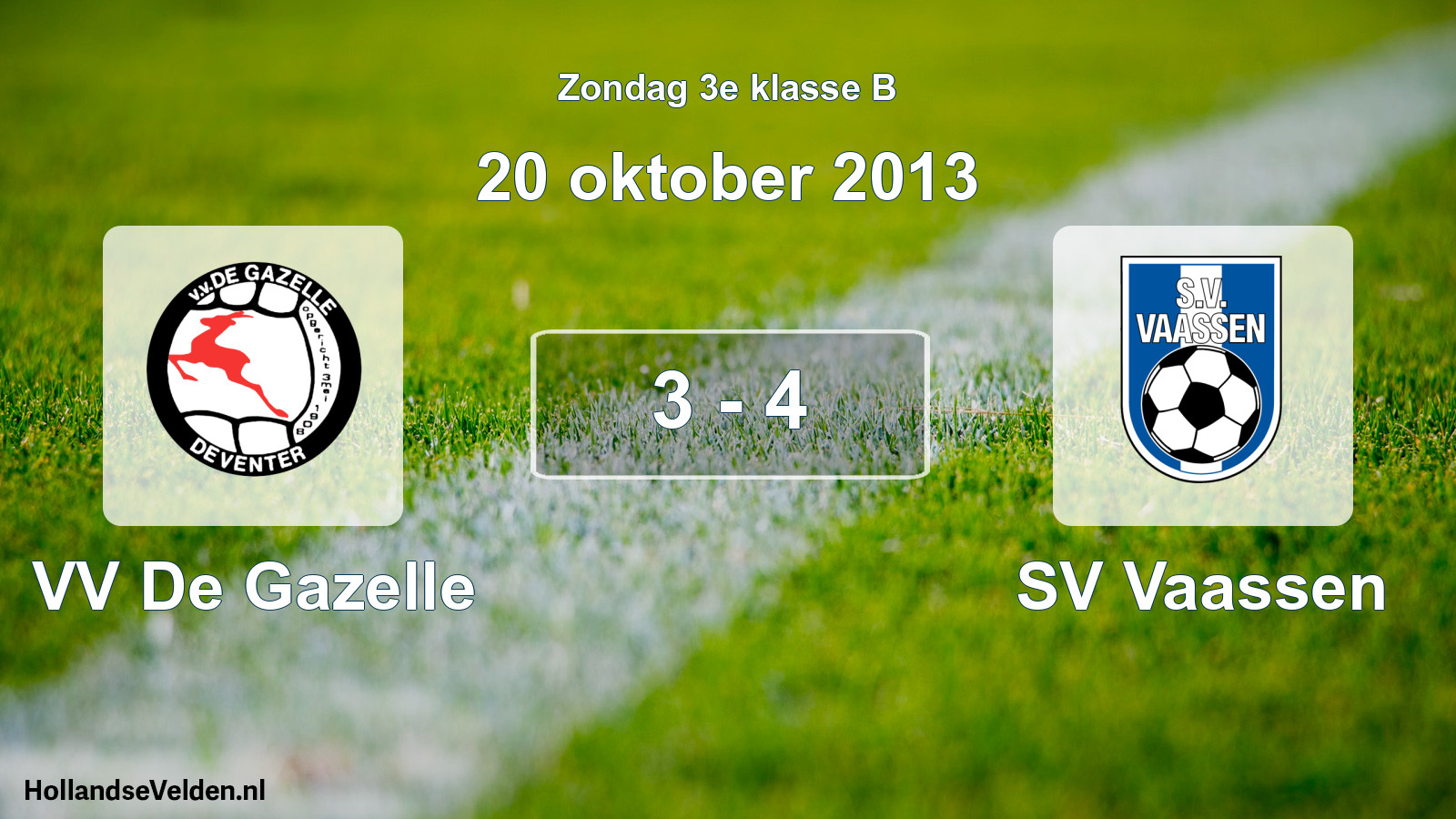 Total number of matches played: VV De Gazelle - SV Vaassen 3 - 4 (20 October 2013)