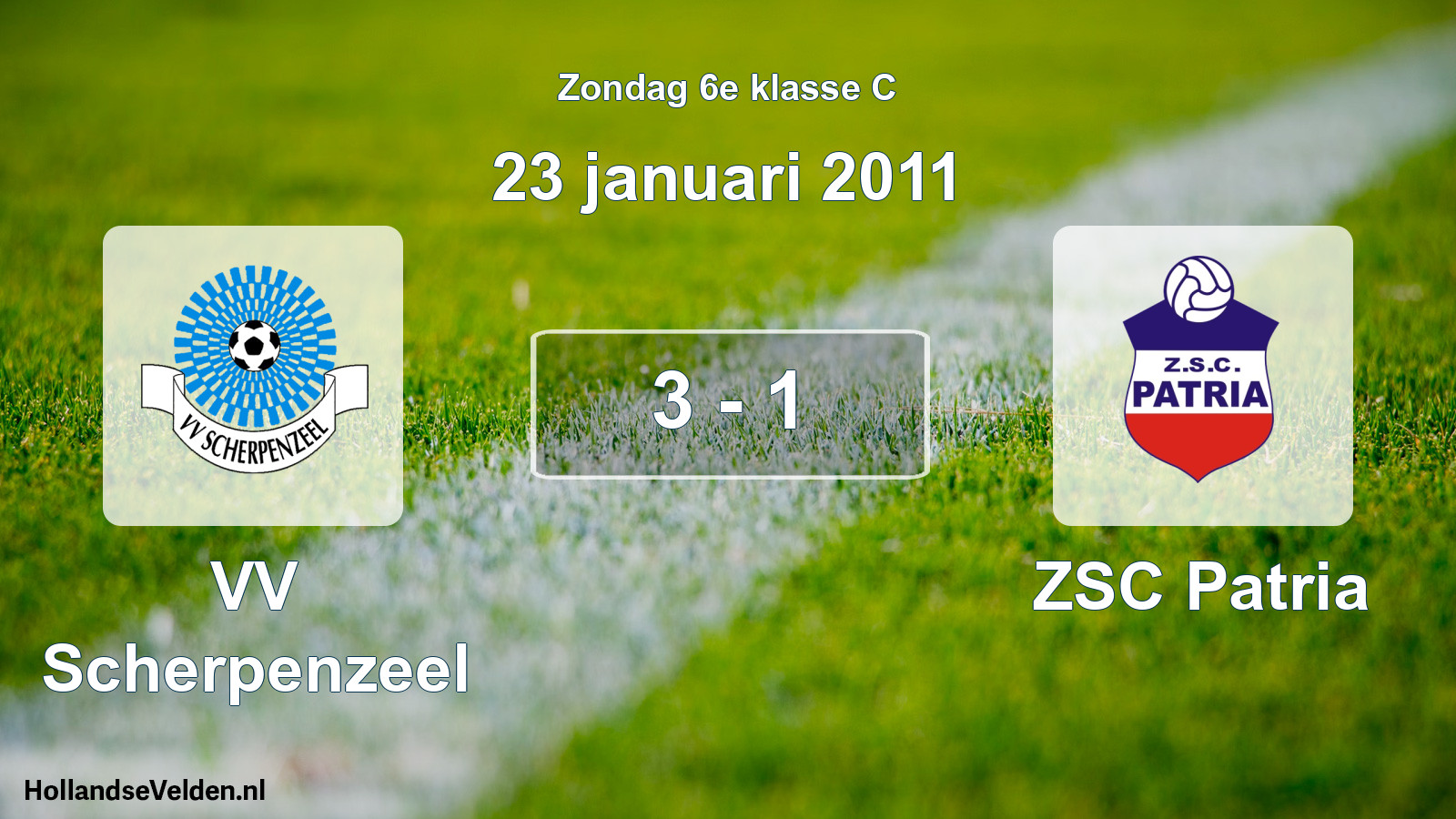 Total number of matches played: VV Scherpenzeel - ZSC Patria 3 - 1 (23 January 2011)