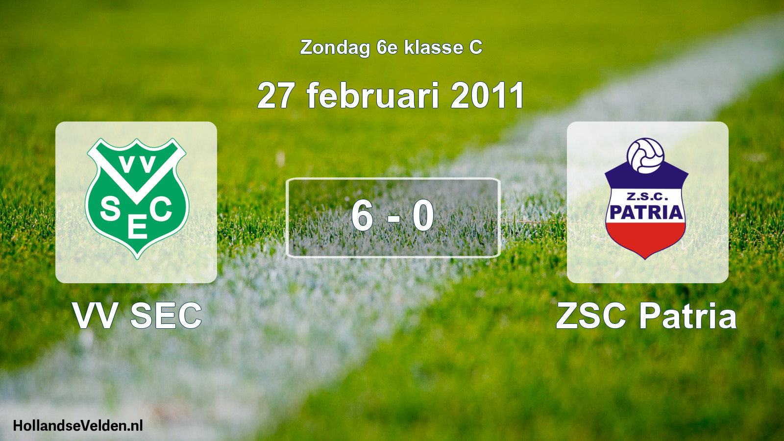 Total number of matches played: VV SEC - ZSC Patria 6 - 0 (27 February 2011)