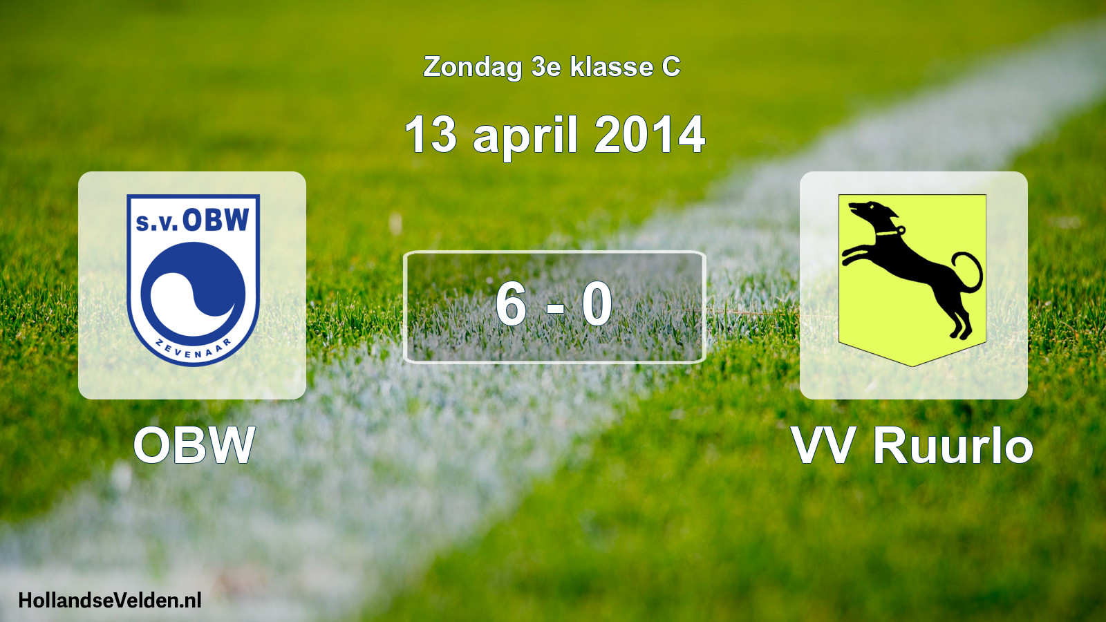 Total number of matches played: OBW - VV Ruurlo 6 - 0 (13 April 2014)