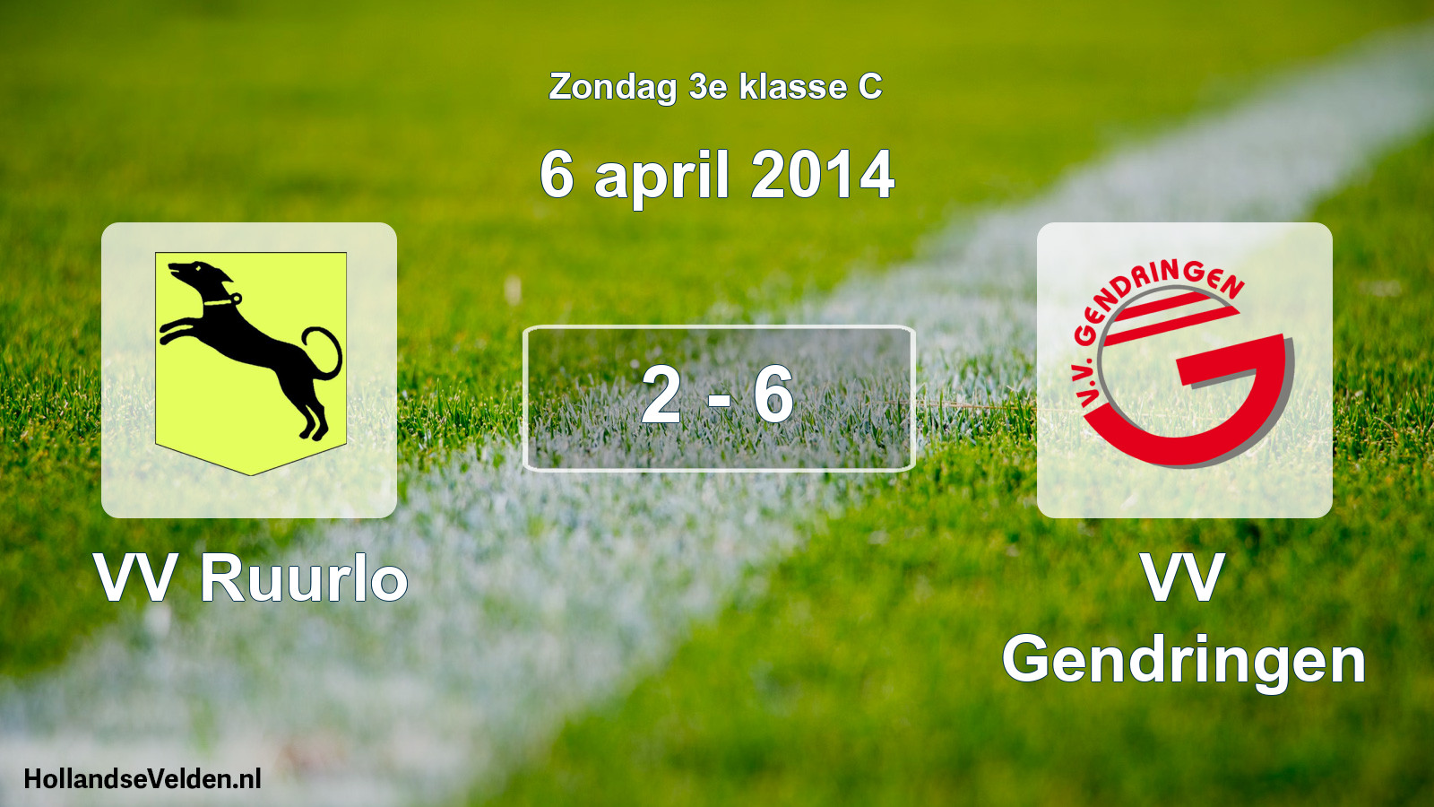 Total number of matches played: VV Ruurlo - VV Gendringen 2 - 6 (6 April 2014)