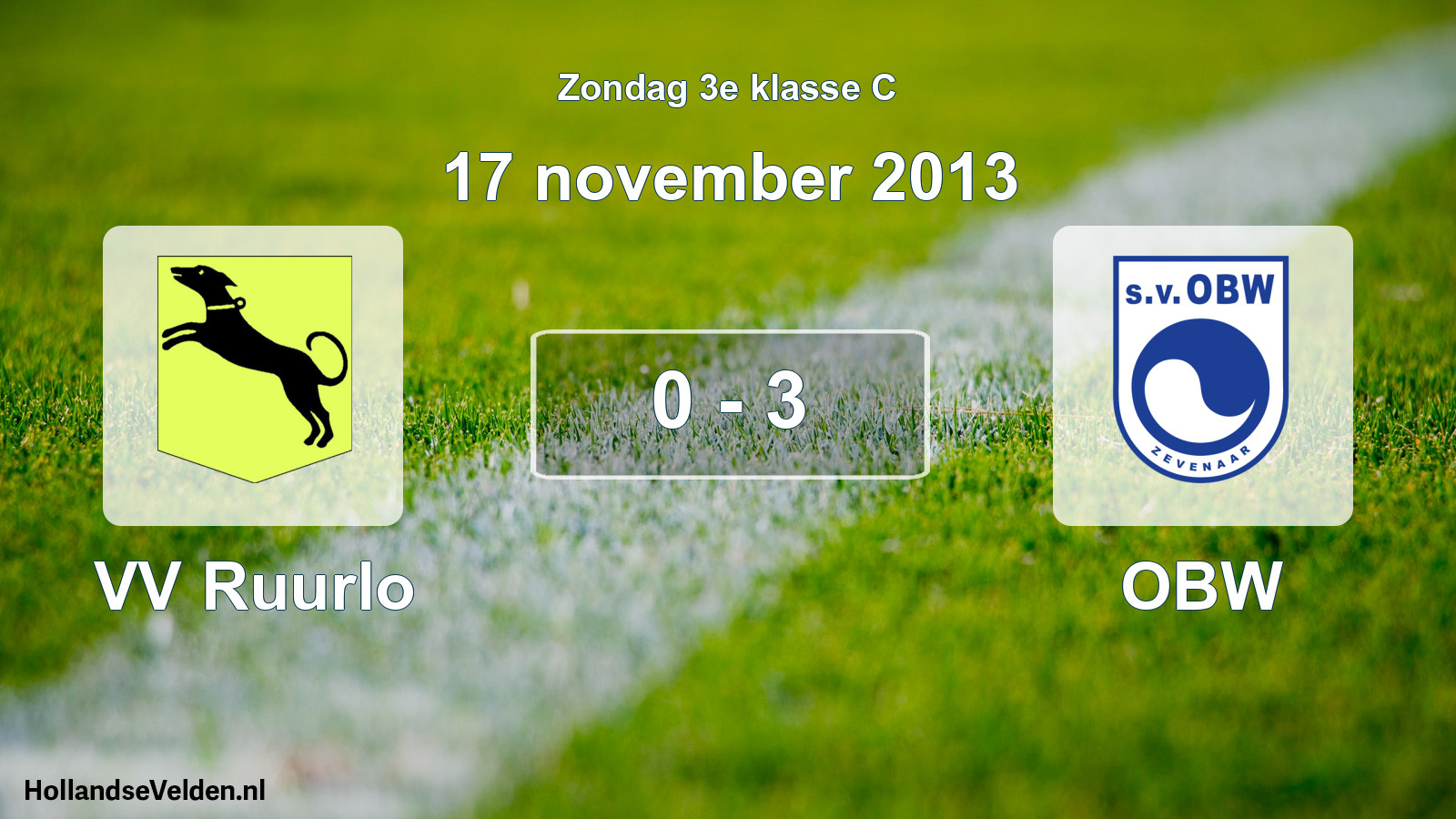 Total number of matches played: VV Ruurlo - OBW 0 - 3 (17 November 2013)