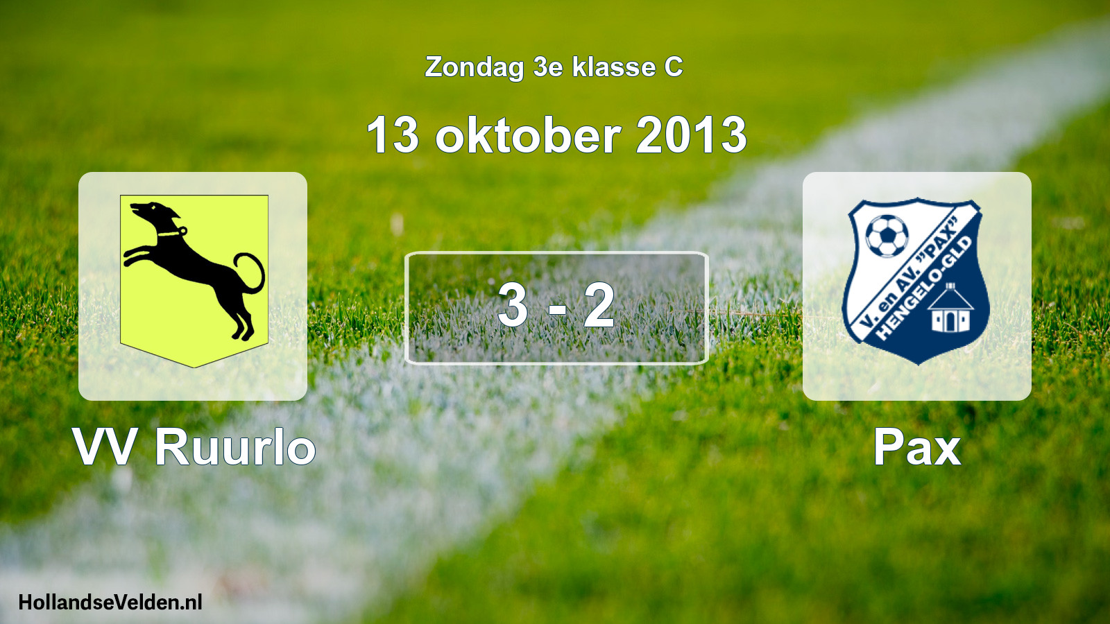 Total number of matches played: VV Ruurlo - Pax 3 - 2 (13 October 2013)