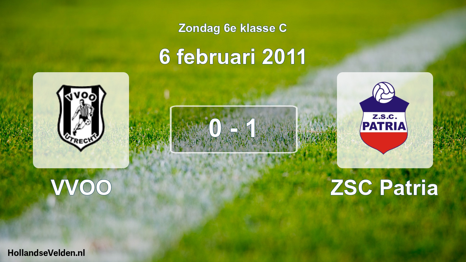 Total number of matches played: VVOO - ZSC Patria 0 - 1 (6 February 2011)