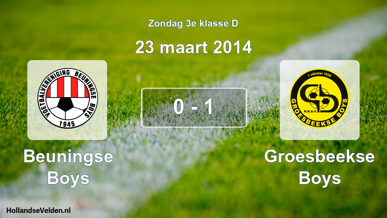 Total number of matches played: Beuningse Boys - Groesbeekse Boys 0 - 1 (23 March 2014)