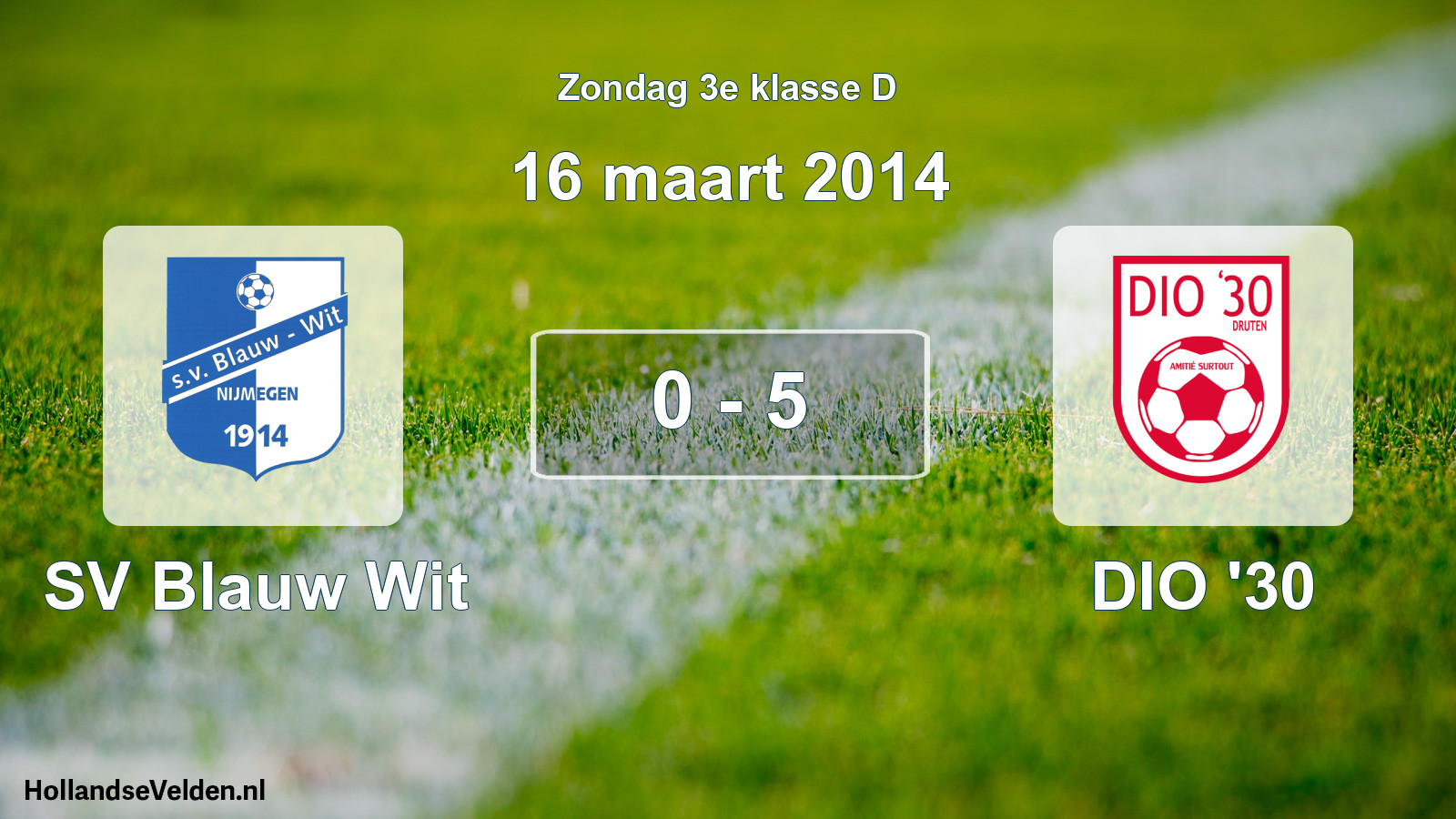Total number of matches played: SV Blauw Wit - DIO '30 0 - 5 (16 March 2014)